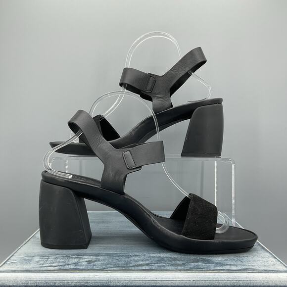 NEW Naturalizer Women’s Genn Riser 2 Leather Strappy Heels Black Size 9M - Picture 1 of 10